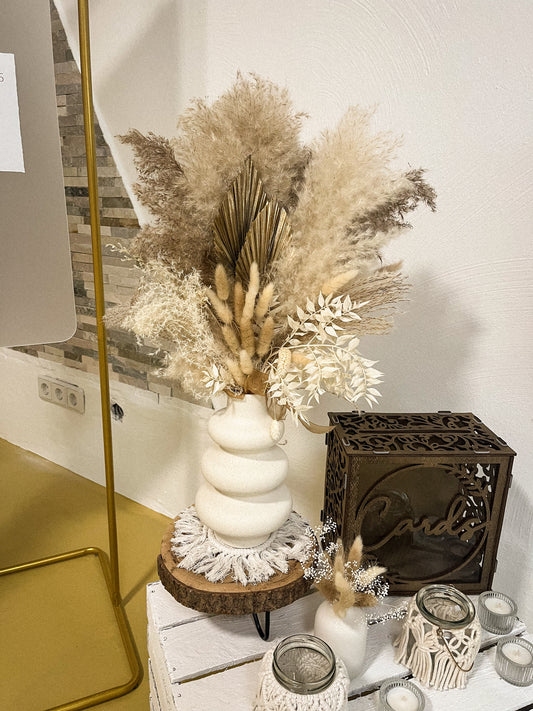 8 - Keramikvasen, groß - inkl. Trockenblumenstrauß